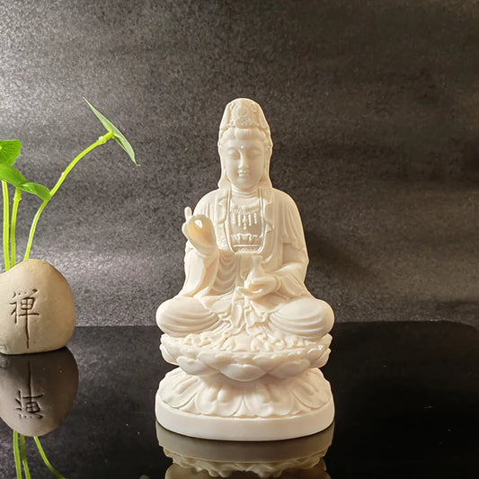 Lianhua Guanyin Bodhisattva Buddhist Statue，Chinese Buddha Statues Resin Sculpture Home Room Office Feng Shui Decoration Statue