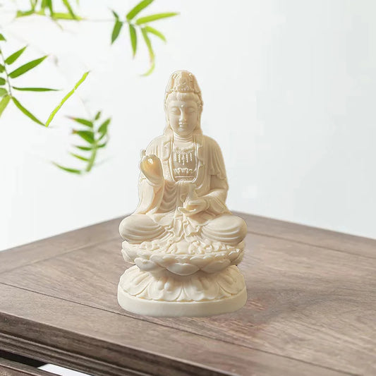 Lianhua Guanyin Bodhisattva Buddhist Statue，Chinese Buddha Statues Resin Sculpture Home Room Office Feng Shui Decoration Statue