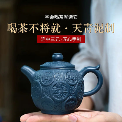 Lianzhong-Handmade Zisha Teapot, Yixing Handmade Pot, Kung-Fu Teaware, Purple Clay Drinkware for Puer, Green, Black, Chinese Tea