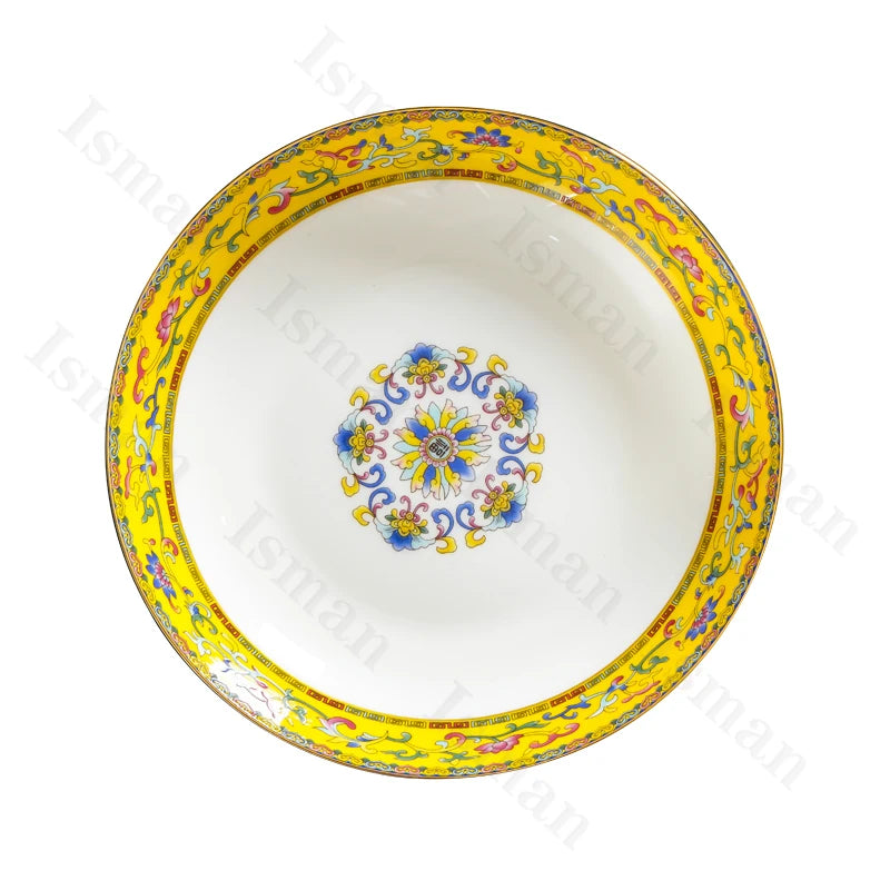 Light Luxury Gold Stroke Ceramic Dinner Plate Flower Relief Enamel Dish Bone China Western Plates Dishes Household Tableware