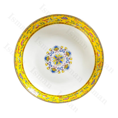 Light Luxury Gold Stroke Ceramic Dinner Plate Flower Relief Enamel Dish Bone China Western Plates Dishes Household Tableware