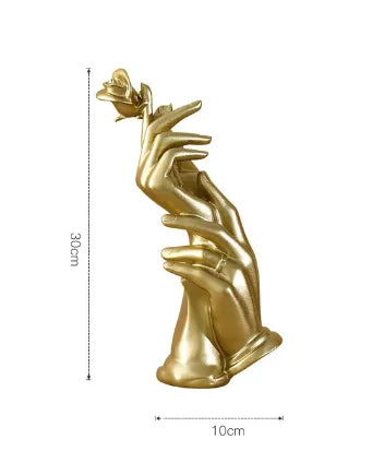 Light Luxury Handheld Rose Ornaments Resin Gesture Sculpture Statue Desktop Decoration Living Room Study Modern Crafts Gift