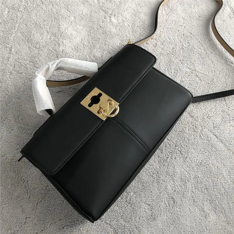 Light Luxury Minority Cowhide Handbags Women Flip Checkerboard Color Matching Purses Versatile Commuter Portable Crossbody Bag