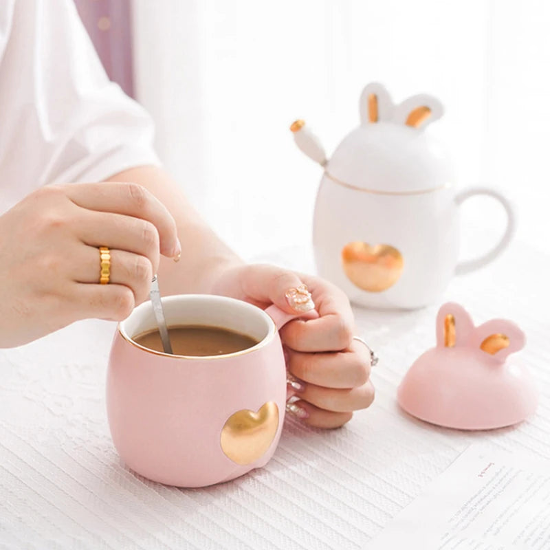 Light Luxury Rabbit Mug Coffee Cup Mug for Tea Beautiful Tea Mugs Christmas Cups and Mugs Thermos Thermal Gift Thermo Original