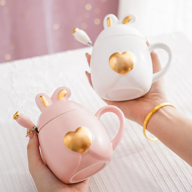 Light Luxury Rabbit Mug Coffee Cup Mug for Tea Beautiful Tea Mugs Christmas Cups and Mugs Thermos Thermal Gift Thermo Original