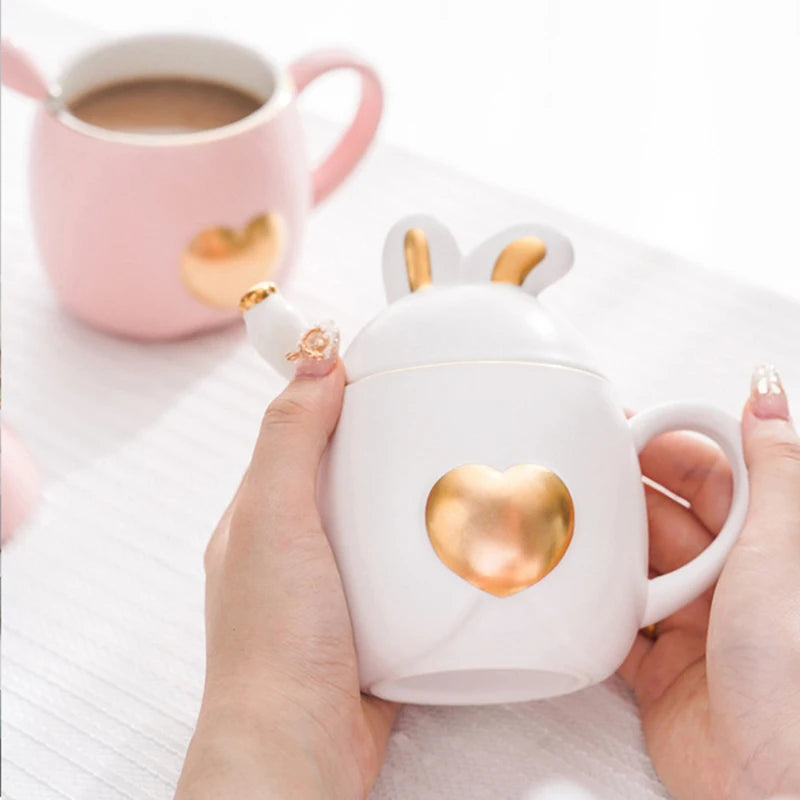 Light Luxury Rabbit Mug Coffee Cup Mug for Tea Beautiful Tea Mugs Christmas Cups and Mugs Thermos Thermal Gift Thermo Original