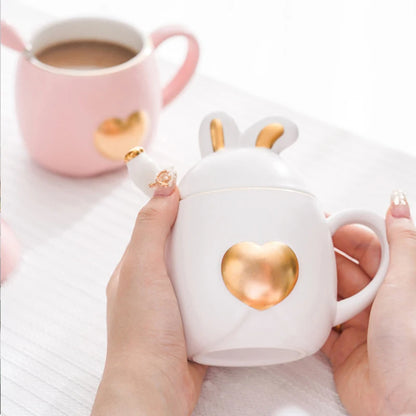 Light Luxury Rabbit Mug Coffee Cup Mug for Tea Beautiful Tea Mugs Christmas Cups and Mugs Thermos Thermal Gift Thermo Original