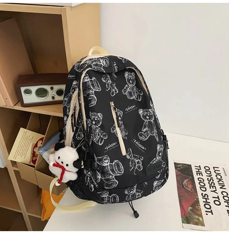 Lightweight Backpack Water Resistant Classical Casual Daypack Cute Cartoon School Bookbag for Teenage Students