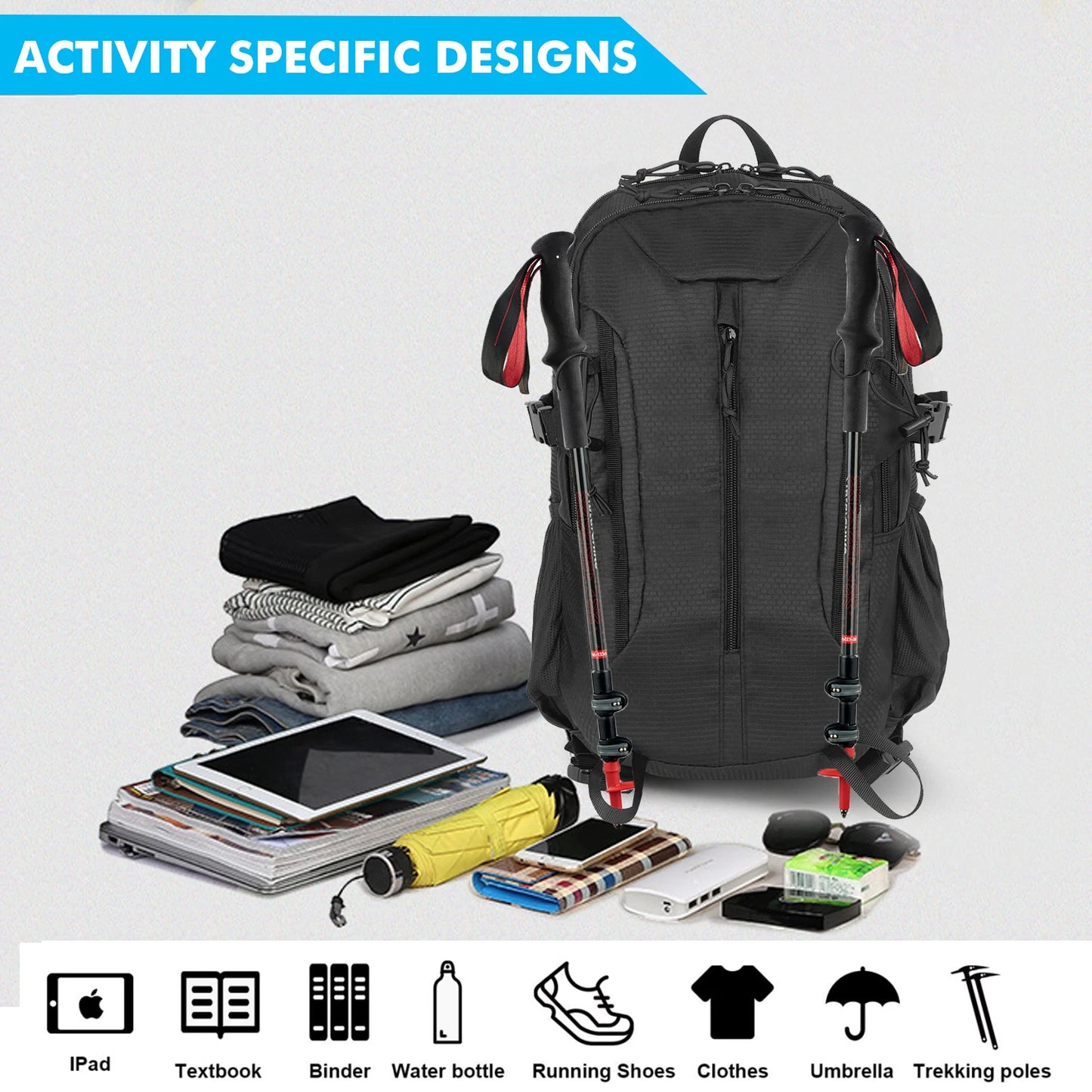 Lightweight Hiking Backpack Water Resistant 40L Travel Backpacks Camping Trekking Outdoor Sport Cycling Day Pack for Men Women