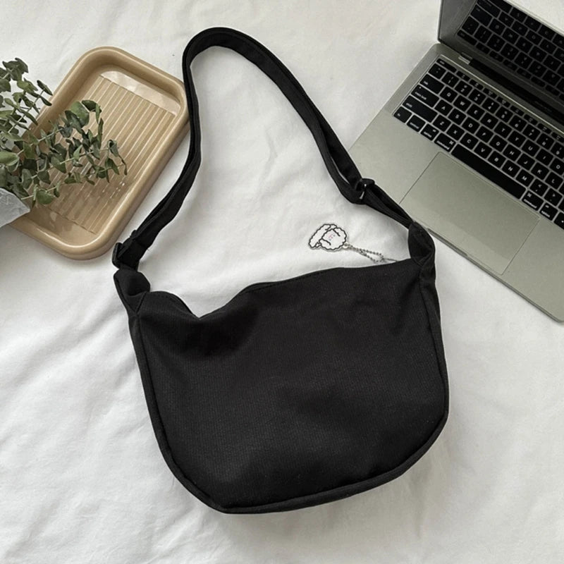 Lightweight Nylon Shoulder Bag with Pendant Crossbody Bags for Women Perfect for School Commuting and Shopping