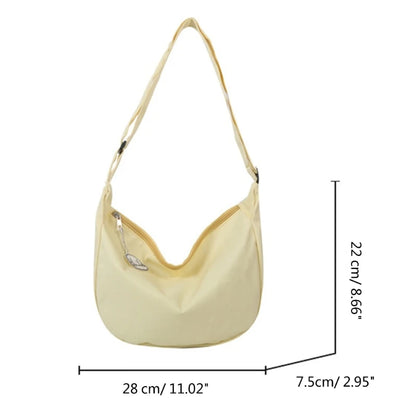 Lightweight Nylon Shoulder Bag with Pendant Crossbody Bags for Women Perfect for School Commuting and Shopping