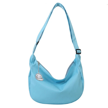 Lightweight Nylon Shoulder Bag with Pendant Crossbody Bags for Women Perfect for School Commuting and Shopping