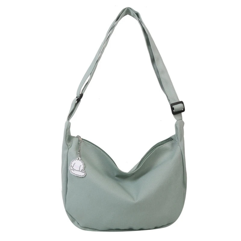 Lightweight Nylon Shoulder Bag with Pendant Crossbody Bags for Women Perfect for School Commuting and Shopping