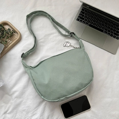 Lightweight Nylon Shoulder Bag with Pendant Crossbody Bags for Women Perfect for School Commuting and Shopping