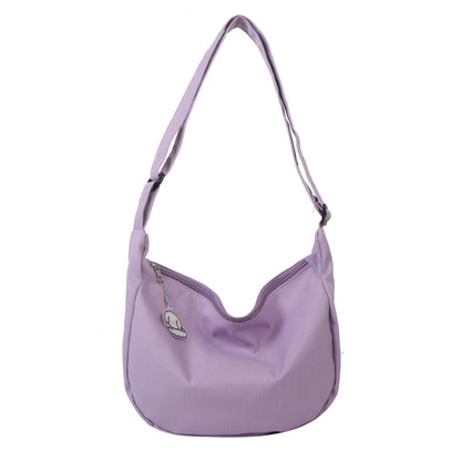 Lightweight Nylon Shoulder Bag with Pendant Crossbody Bags for Women Perfect for School Commuting and Shopping