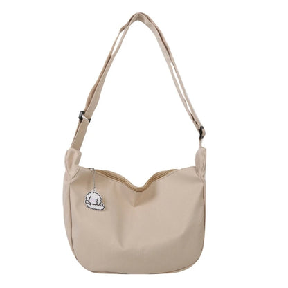Lightweight Nylon Shoulder Bag with Pendant Crossbody Bags for Women Perfect for School Commuting and Shopping