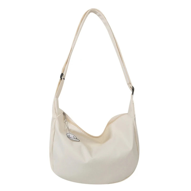 Lightweight Nylon Shoulder Bag with Pendant Crossbody Bags for Women Perfect for School Commuting and Shopping