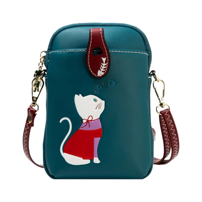Lightweight PU Crossbody Bag Stylish Mini Shoulder Bag with Cat Print Fashionable Bag Lightweight Bag for Mobile