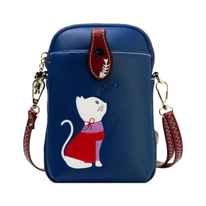 Lightweight PU Crossbody Bag Stylish Mini Shoulder Bag with Cat Print Fashionable Bag Lightweight Bag for Mobile