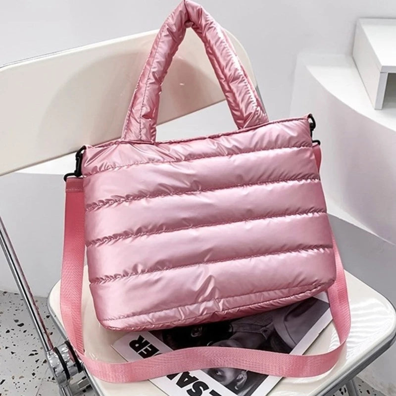 Lightweight Quilted Tote Bag Stylish and Versatile Shoulder Bags Handbag with Down Cotton Padding