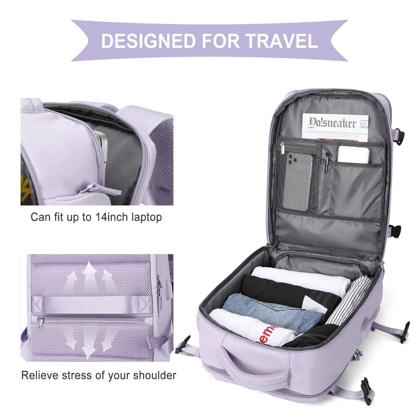 Lightweight Travel Backpack Bags Large Capacity Women's Multifunctional Suitcase USB Charging Woman airplane Luggage Bagpacks