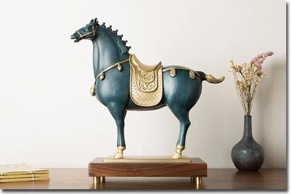 Limit -large HOME office Living Room TOP Business art Ornament Auspicious RETRO CHINA Tang Dynasty HORSE brass carving Sculpture