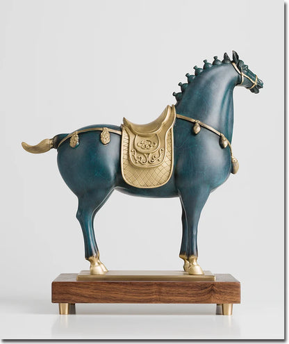 Limit -large HOME office Living Room TOP Business art Ornament Auspicious RETRO CHINA Tang Dynasty HORSE brass carving Sculpture