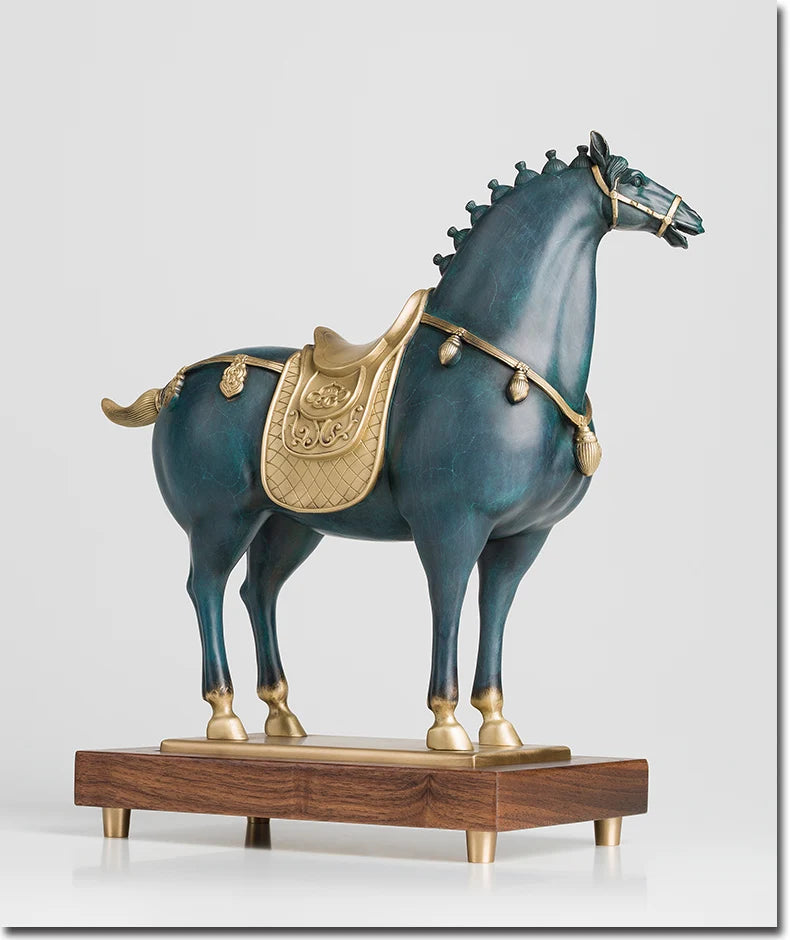 Limit -large HOME office Living Room TOP Business art Ornament Auspicious RETRO CHINA Tang Dynasty HORSE brass carving Sculpture