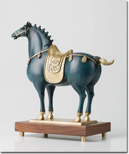 Limit -large HOME office Living Room TOP Business art Ornament Auspicious RETRO CHINA Tang Dynasty HORSE brass carving Sculpture