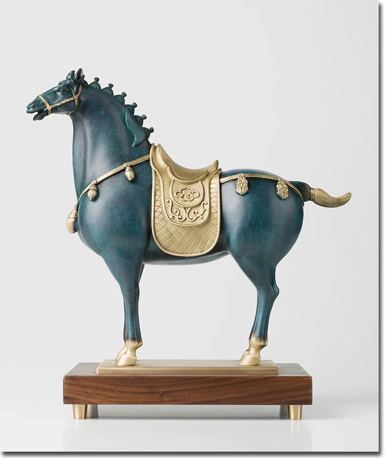 Limit -large HOME office Living Room TOP Business art Ornament Auspicious RETRO CHINA Tang Dynasty HORSE brass carving Sculpture