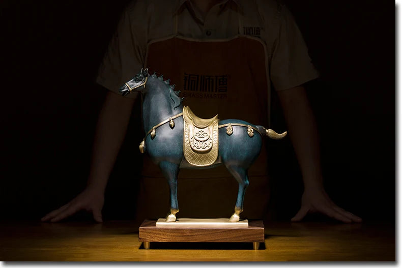 Limit -large HOME office Living Room TOP Business art Ornament Auspicious RETRO CHINA Tang Dynasty HORSE brass carving Sculpture