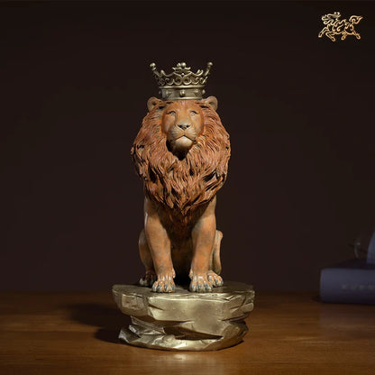 Limited Edition Collection TOP Original home office business art LION King of the Forest animal color brass Sculpture Ornament