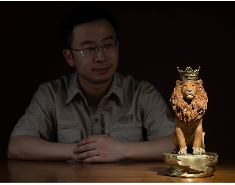 Limited Edition Collection TOP Original home office business art LION King of the Forest animal color brass Sculpture Ornament