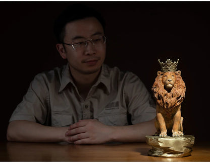 Limited Edition Collection TOP Original home office business art LION King of the Forest animal color brass Sculpture Ornament