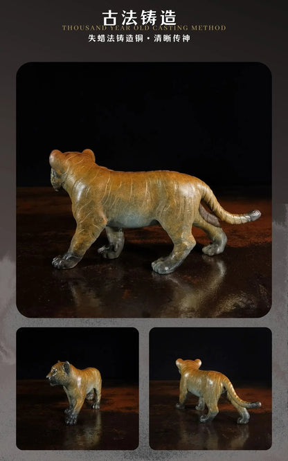 Limited Edition Famous sculptor Auspicious animal Ornament Original Tiger cub Good luck bronze Sculpture home office Bar ART