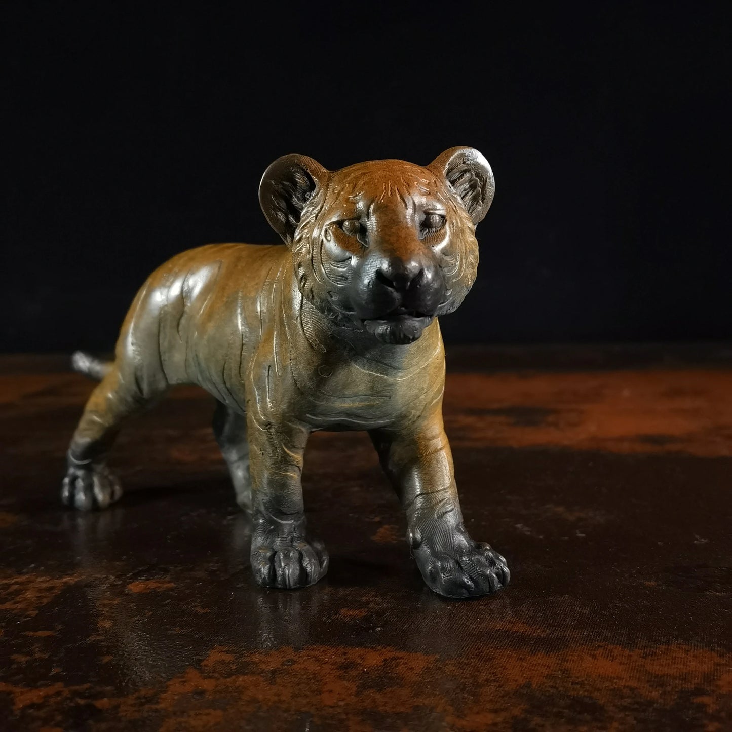 Limited Edition Famous sculptor Auspicious animal Ornament Original Tiger cub Good luck bronze Sculpture home office Bar ART