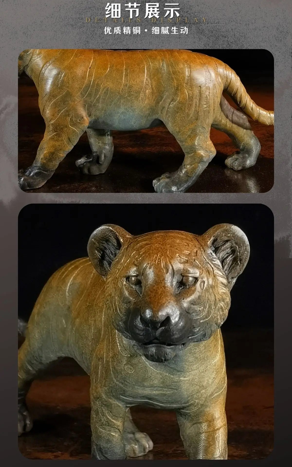 Limited Edition Famous sculptor Auspicious animal Ornament Original Tiger cub Good luck bronze Sculpture home office Bar ART