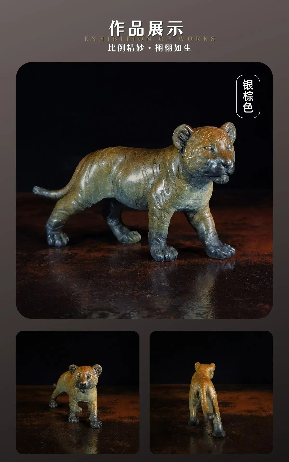 Limited Edition Famous sculptor Auspicious animal Ornament Original Tiger cub Good luck bronze Sculpture home office Bar ART