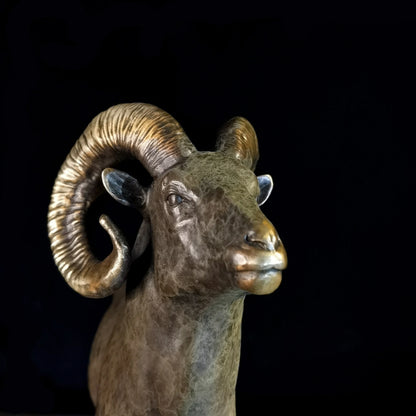 Limited Edition Famous sculptor Auspicious animal Ornament Original bellwether Good luck bronze Sculpture home office Bar ART
