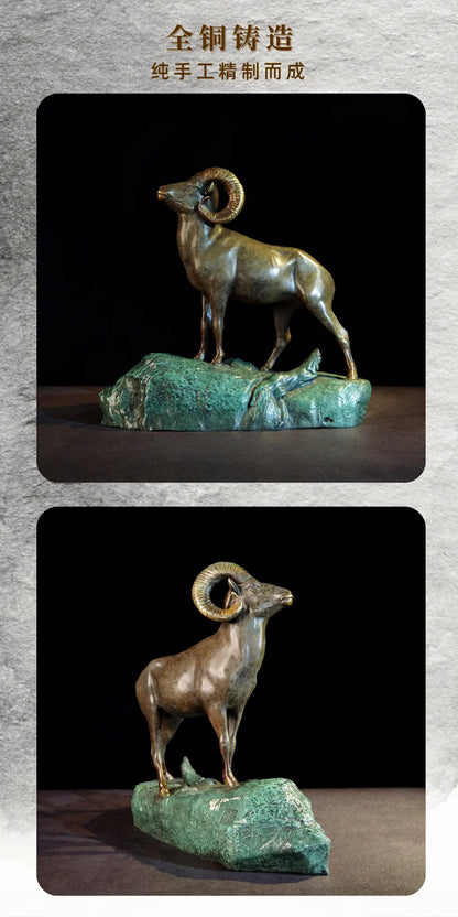 Limited Edition Famous sculptor Auspicious animal Ornament Original bellwether Good luck bronze Sculpture home office Bar ART