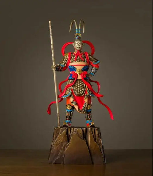 Limited Edition # GOOD--44cm LARGE # High-grade Business crafts--home Good luck Mascot  color brass Monkey King Wukong statue