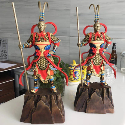 Limited Edition # GOOD--44cm LARGE # High-grade Business crafts--home Good luck Mascot  color brass Monkey King Wukong statue
