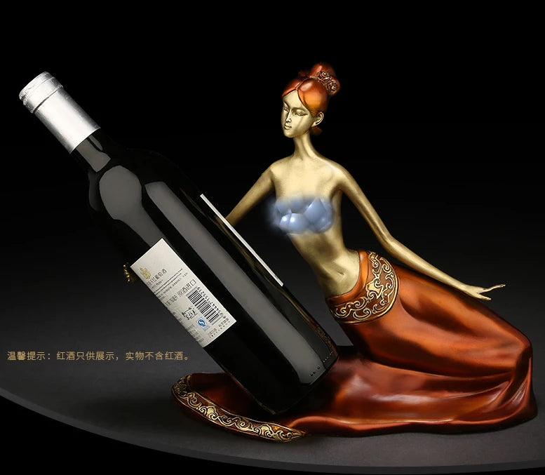 Limited Edition # TOP COOL  Upscale hotel Club HOME OFFICE TOP ART COLOR BRASS WOMAN RED Wine Rack stents original Artwork