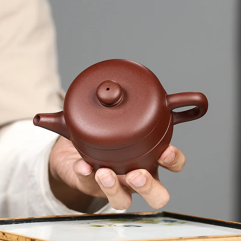 Line Rhyme Pot, Zisha Teapot, Yixing Handmade Pot, Kung-Fu Teaware, Purple Clay Drinkware for Puer G