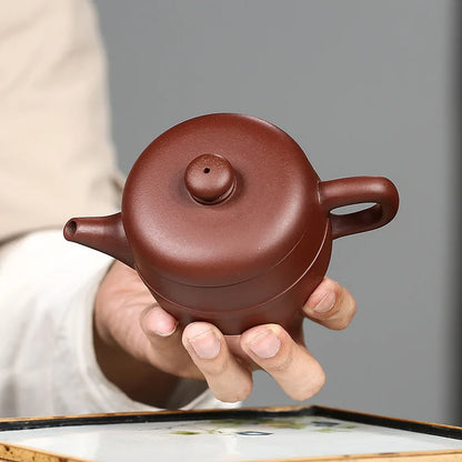Line Rhyme Pot, Zisha Teapot, Yixing Handmade Pot, Kung-Fu Teaware, Purple Clay Drinkware for Puer G