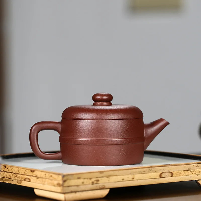 Line Rhyme Pot, Zisha Teapot, Yixing Handmade Pot, Kung-Fu Teaware, Purple Clay Drinkware for Puer G