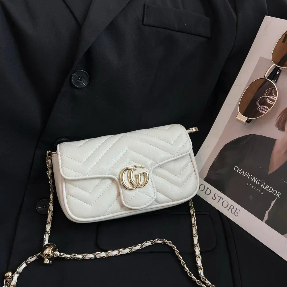 Lingge Chain Bag Fashion Trend 2024 New Single Shoulder Crossbody Underarm Bag