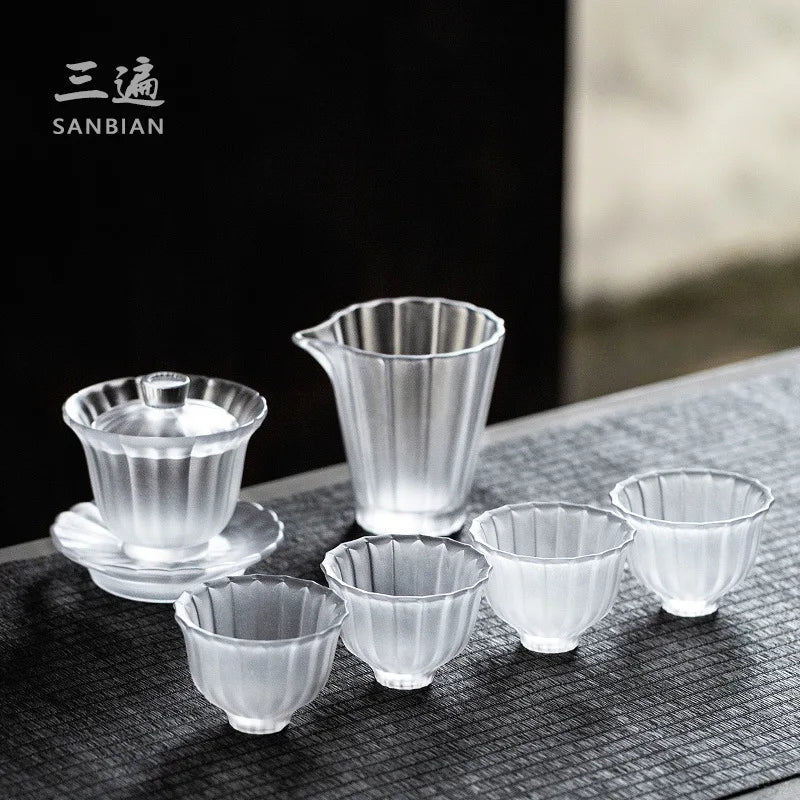 Linghua Glass Tea Set Gift Tea Ceremony Kung Fu Teacup Home Japanese Glass Tea Making Gaiwan