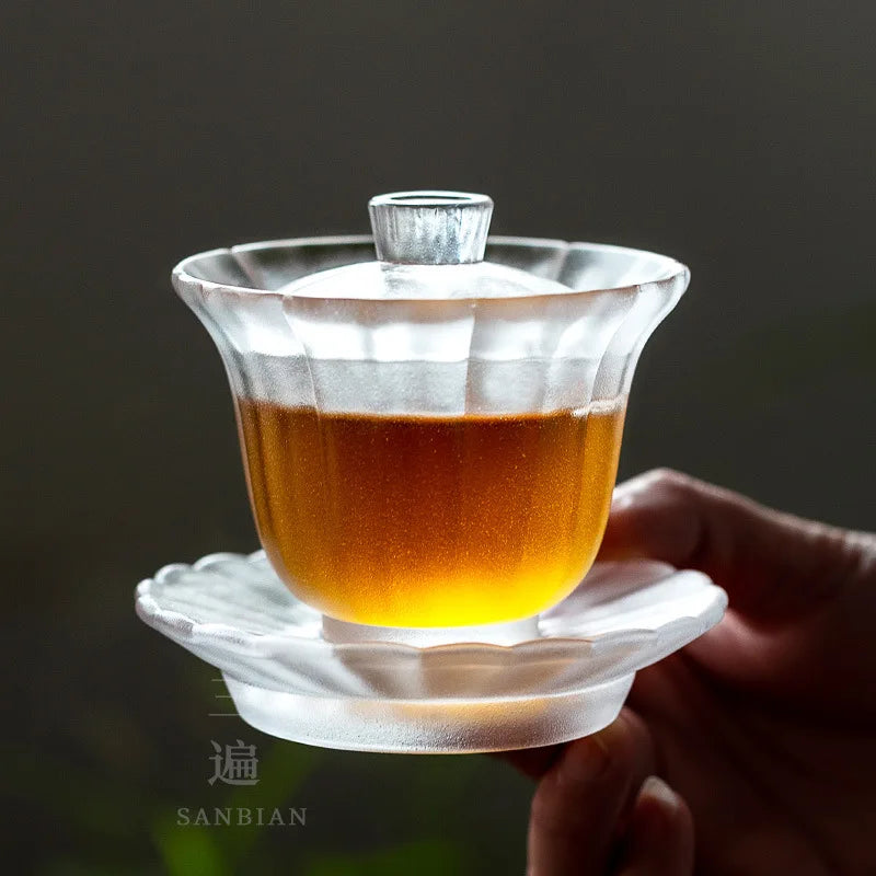 Linghua Glass Tea Set Gift Tea Ceremony Kung Fu Teacup Home Japanese Glass Tea Making Gaiwan