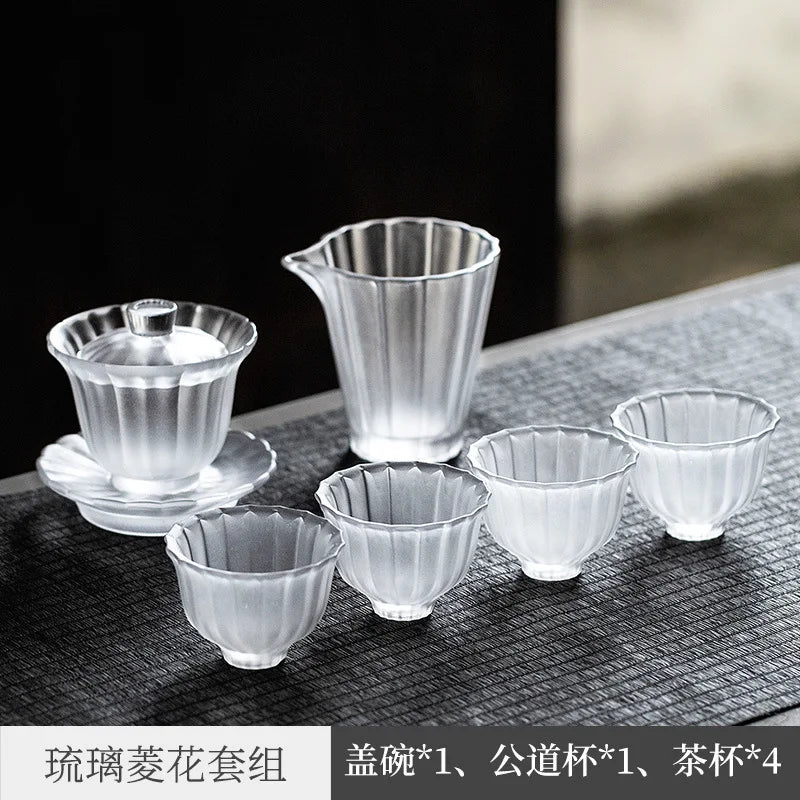 Linghua Glass Tea Set Gift Tea Ceremony Kung Fu Teacup Home Japanese Glass Tea Making Gaiwan